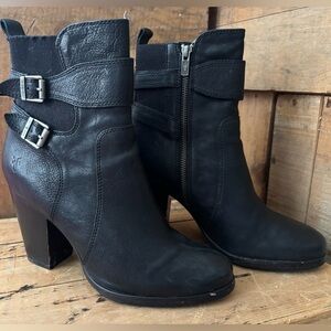 Frye Patty Gore Booties-BLFLE Leather Buckle Zip Ankle Boots